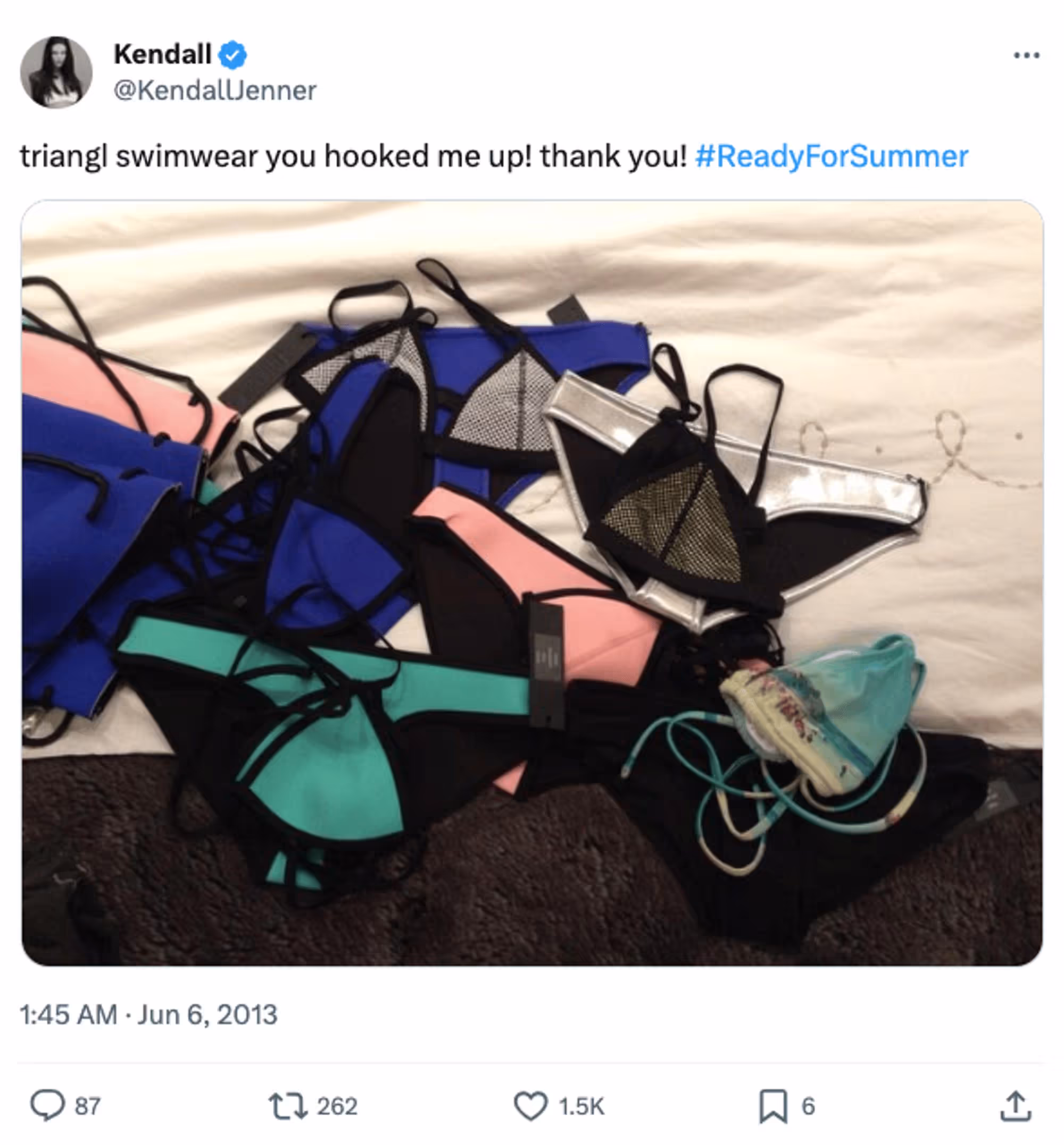 Kendall Jenner promoting Triangl