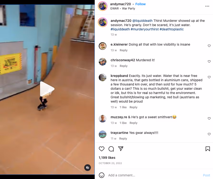 Creator promoting Liquid Death