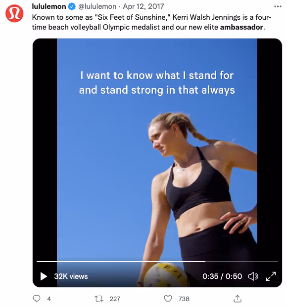 Lululemon promoting their brand ambassador