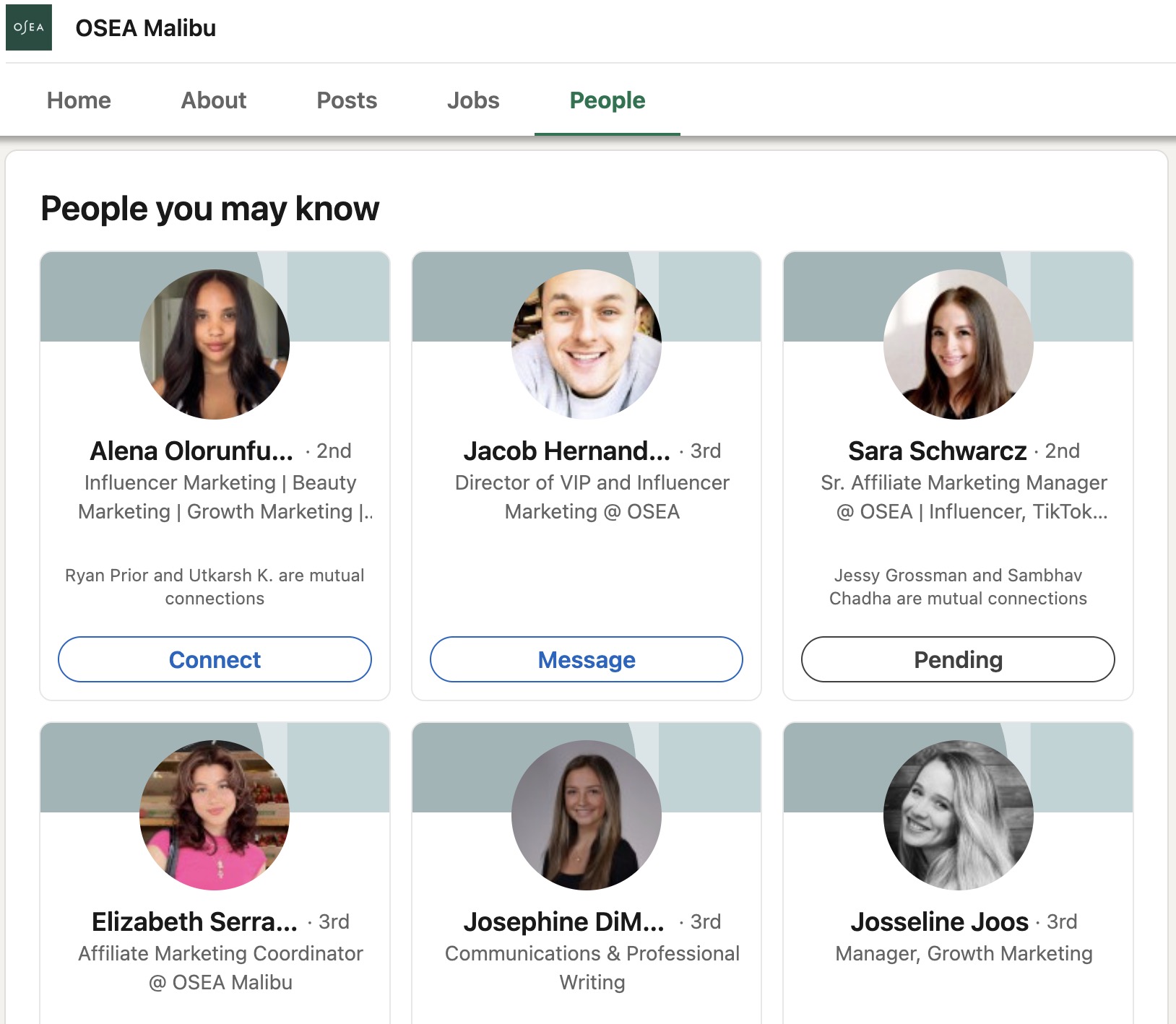 OSEA influencer marketing team