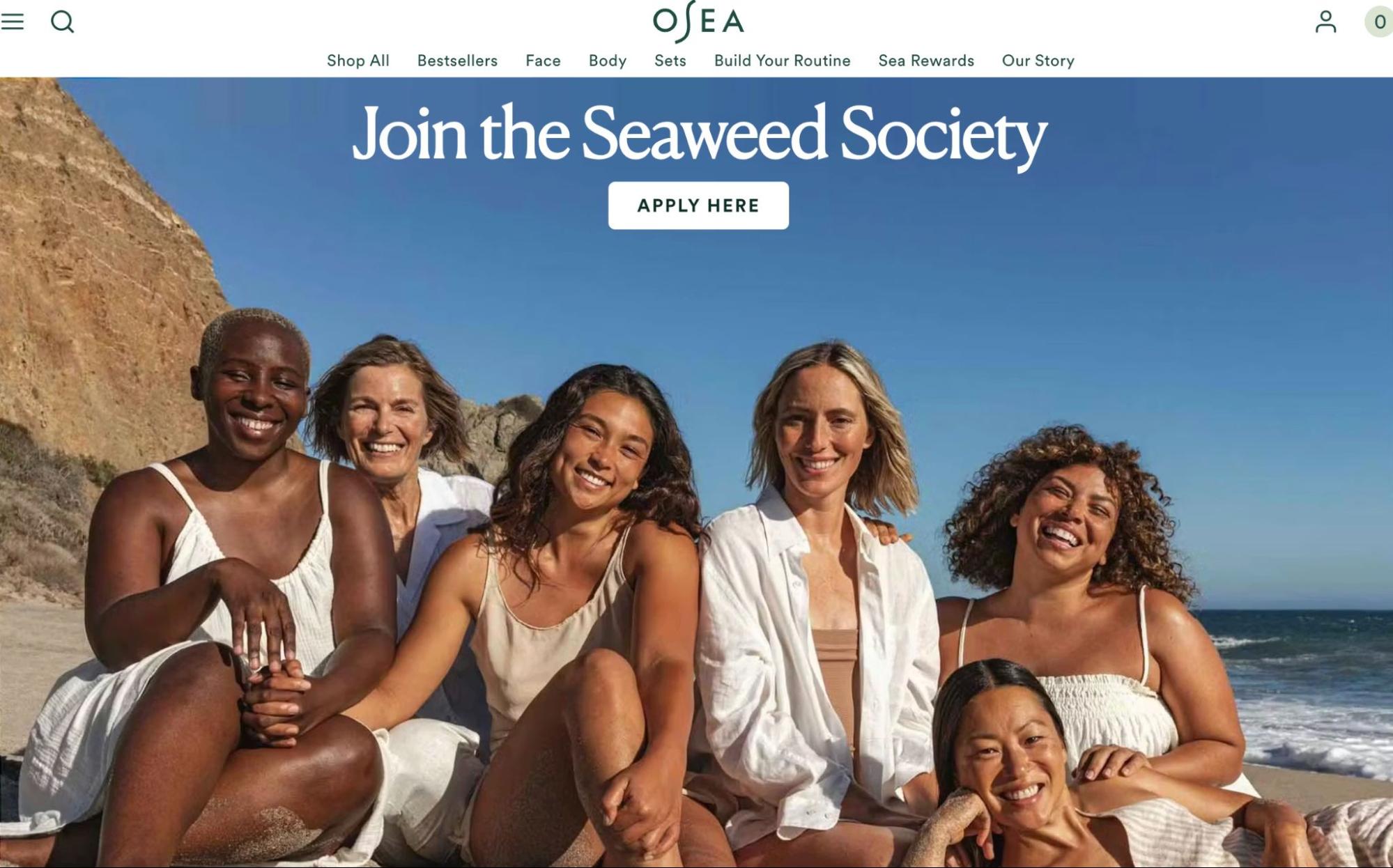 OSEA influencer landing page 