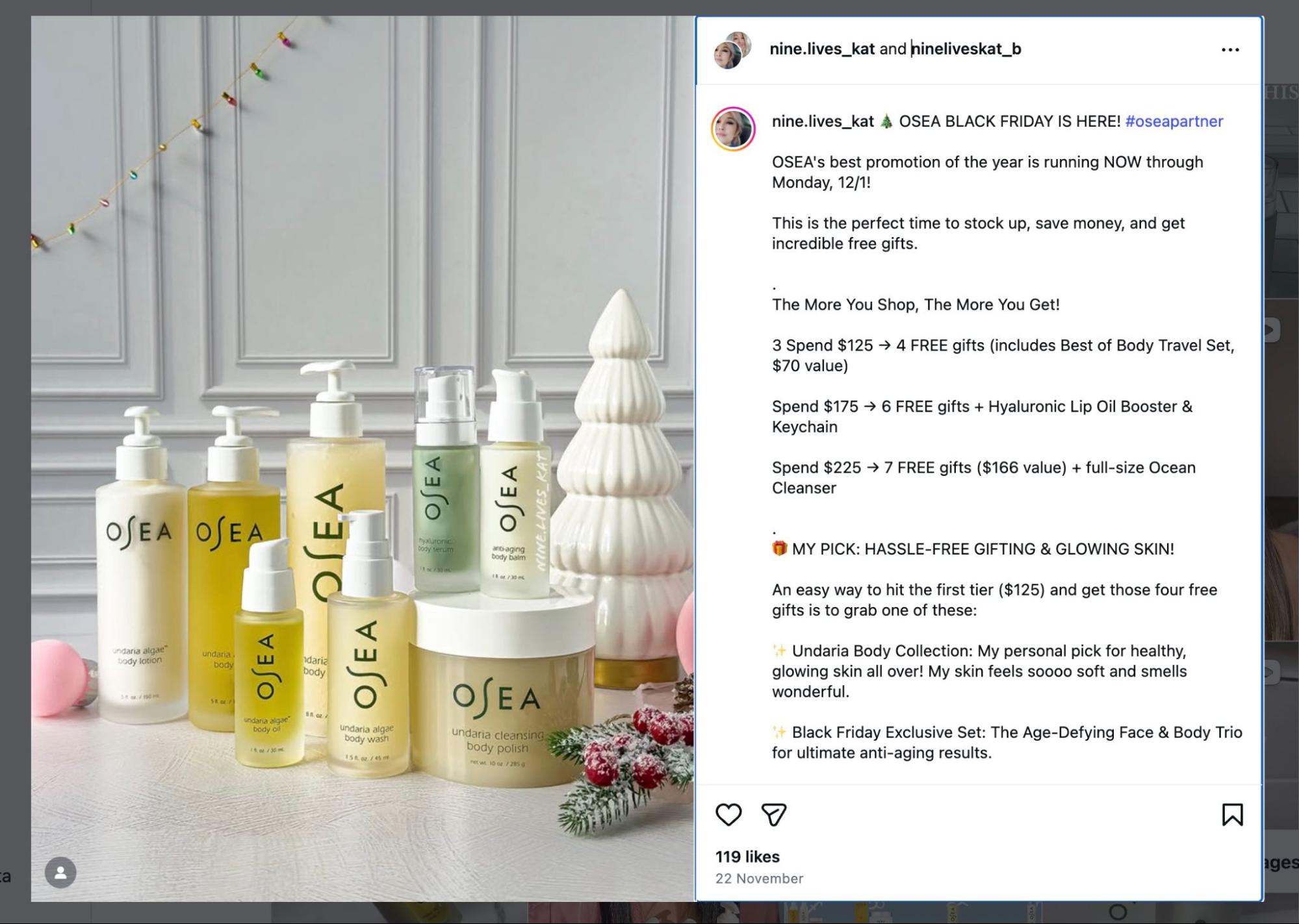 OSEA influencer content 