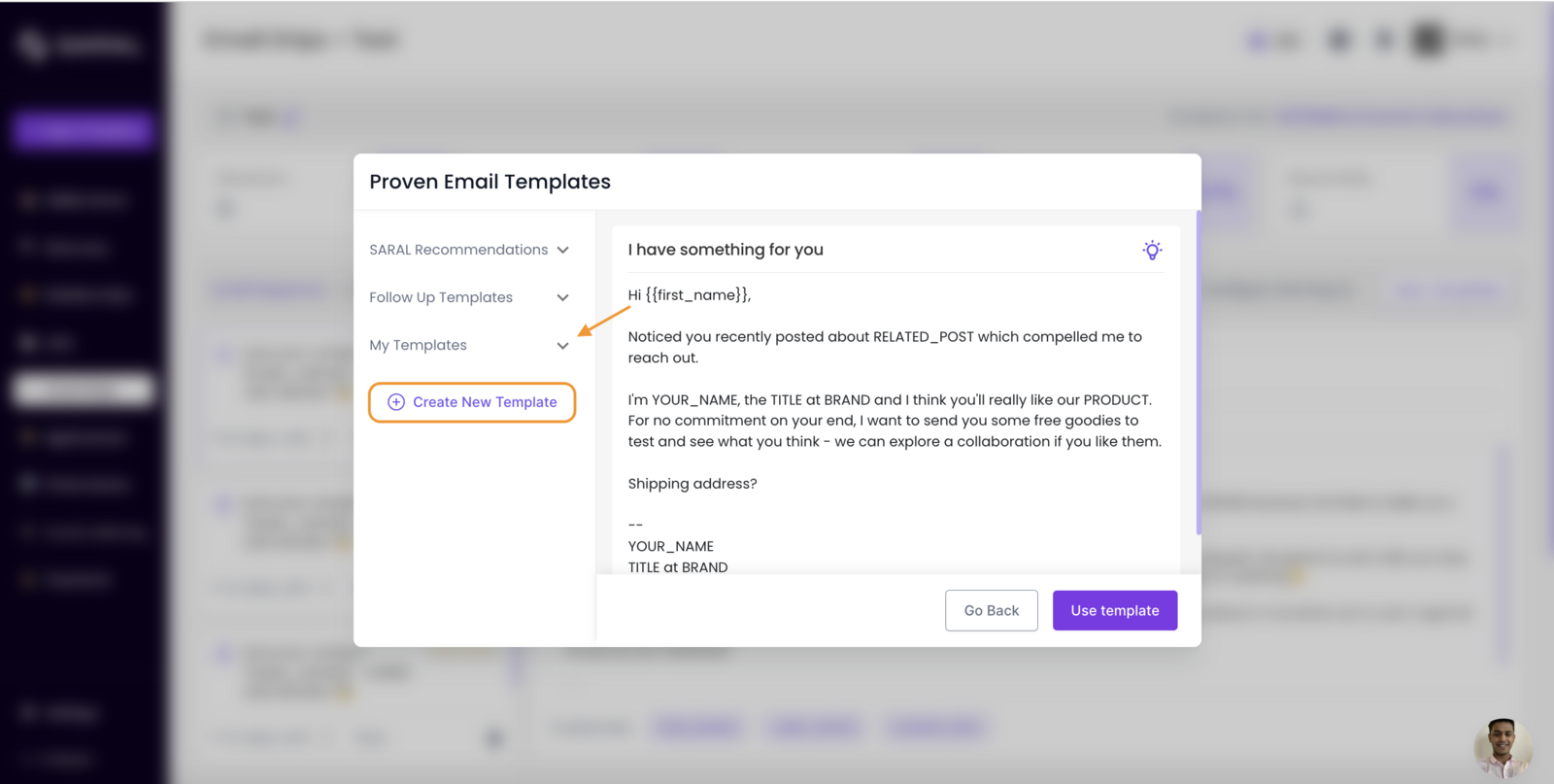 SARAL email templates