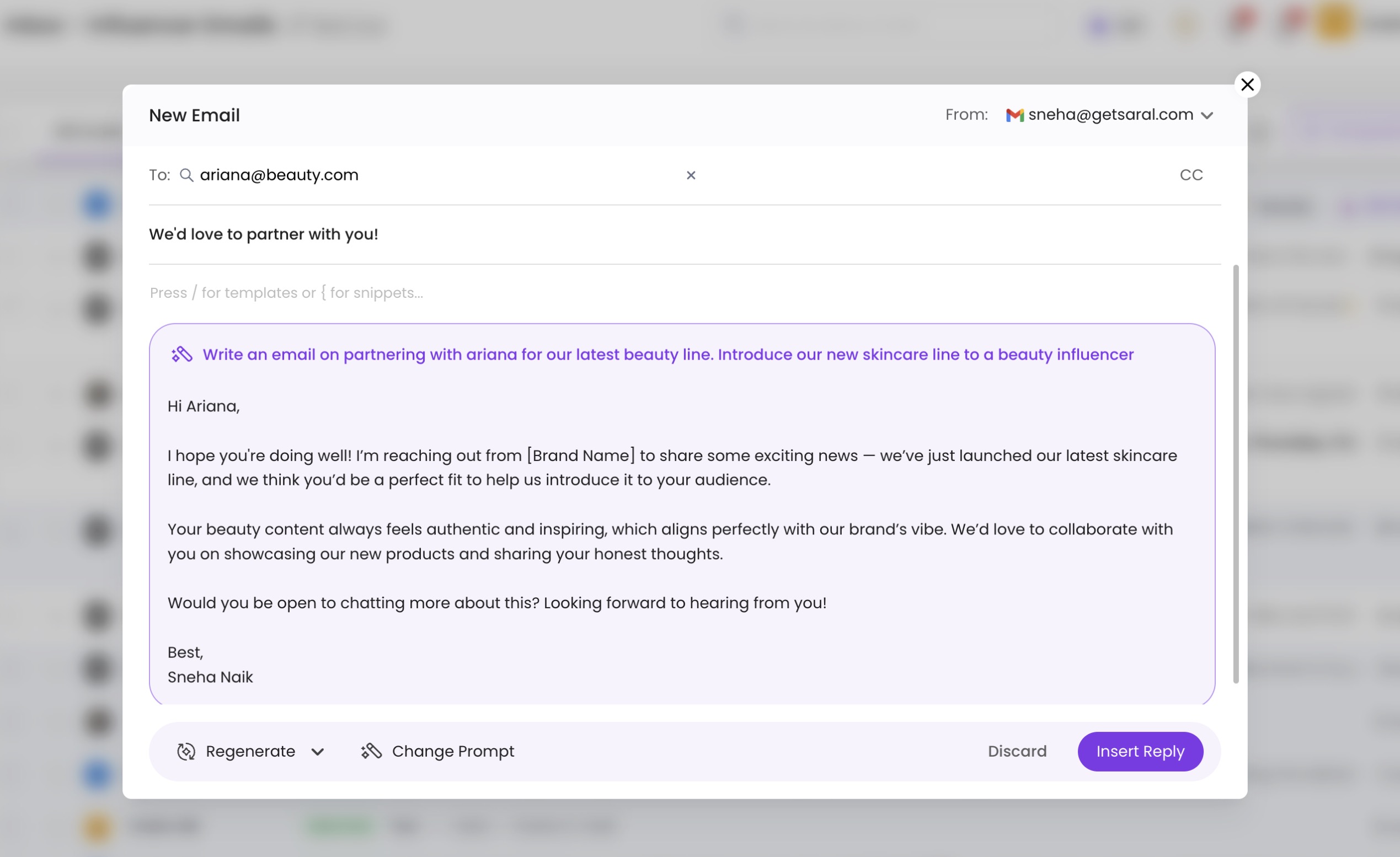 SIA, saral influencer assistant