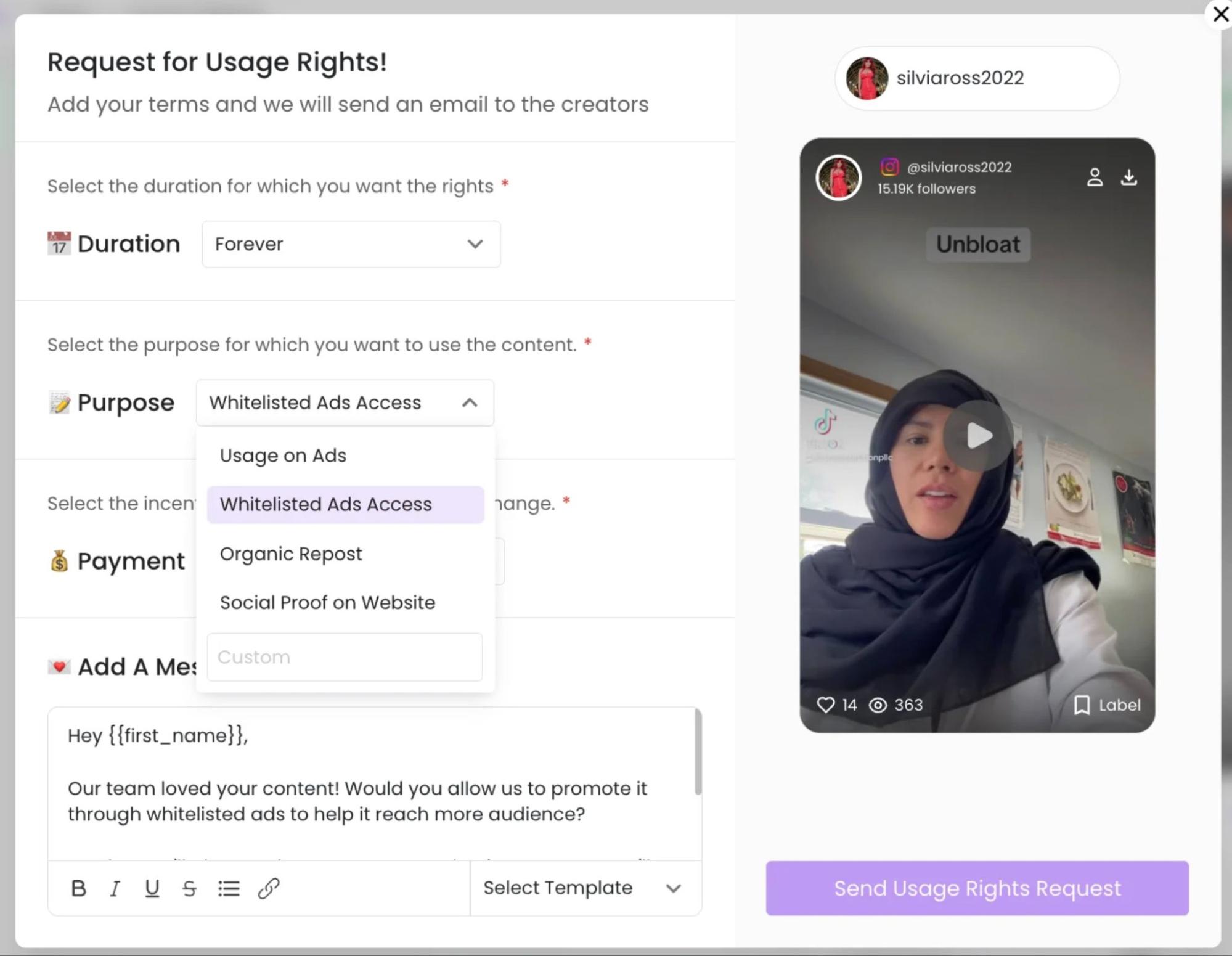 SARAL usage rights feature