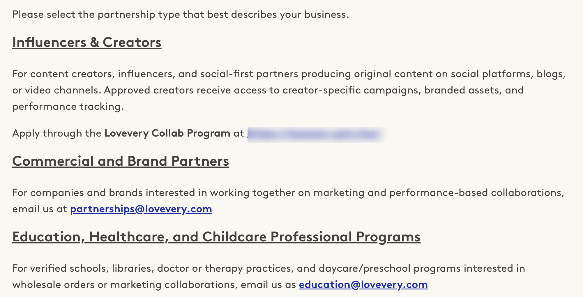 dedicate landing page for influencers