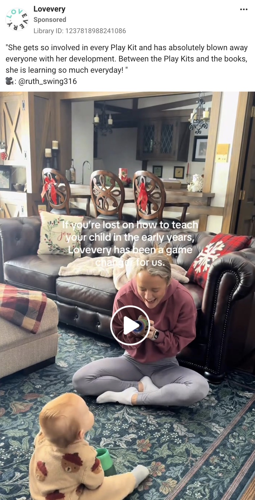 Creator content in Lovevery's own ads