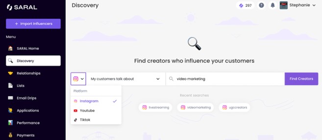 SARAL’s Influencer Discovery Tool