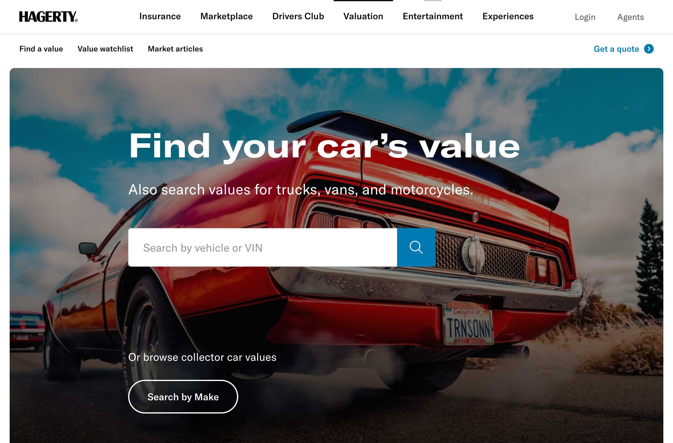 Hagerty Valuation Tools homepage