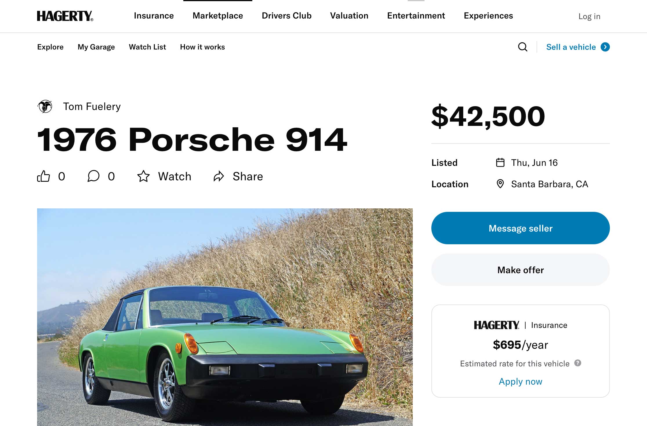 Image of vehicle listing on Hagerty Marketplace