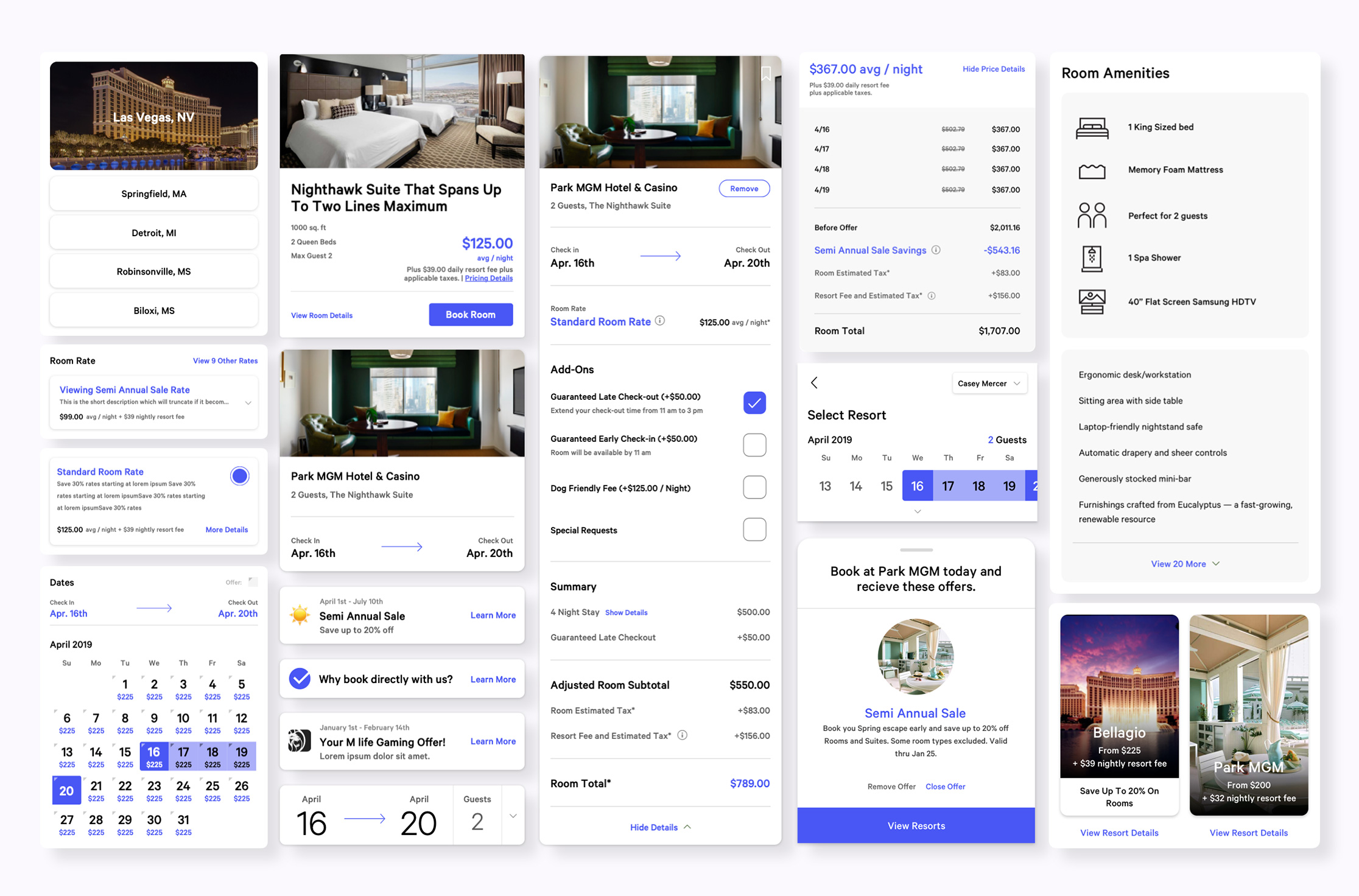 Screenshot of various MGM website pages and mobile apps.