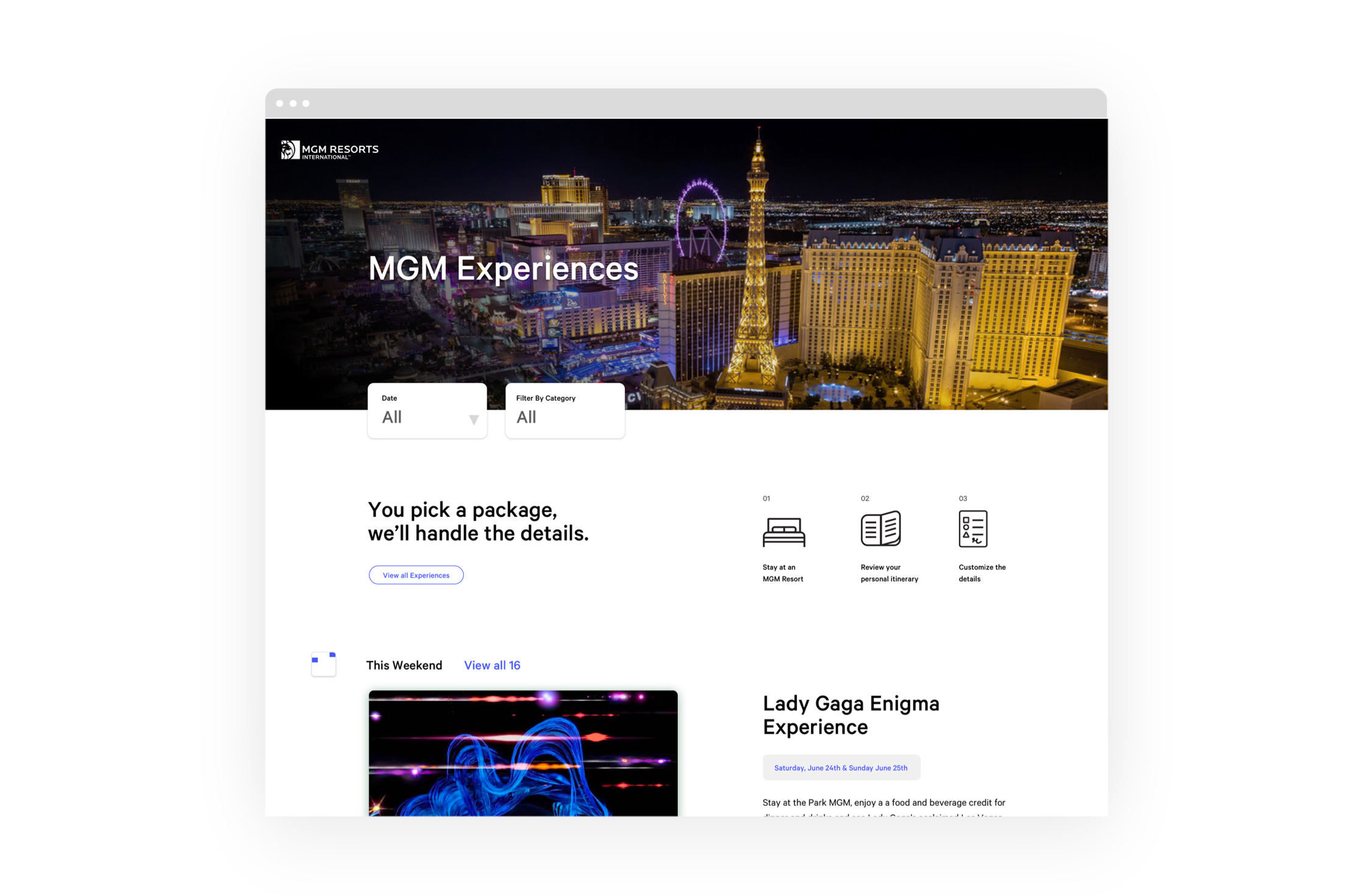 Screenshot of various MGM website pages and mobile apps.