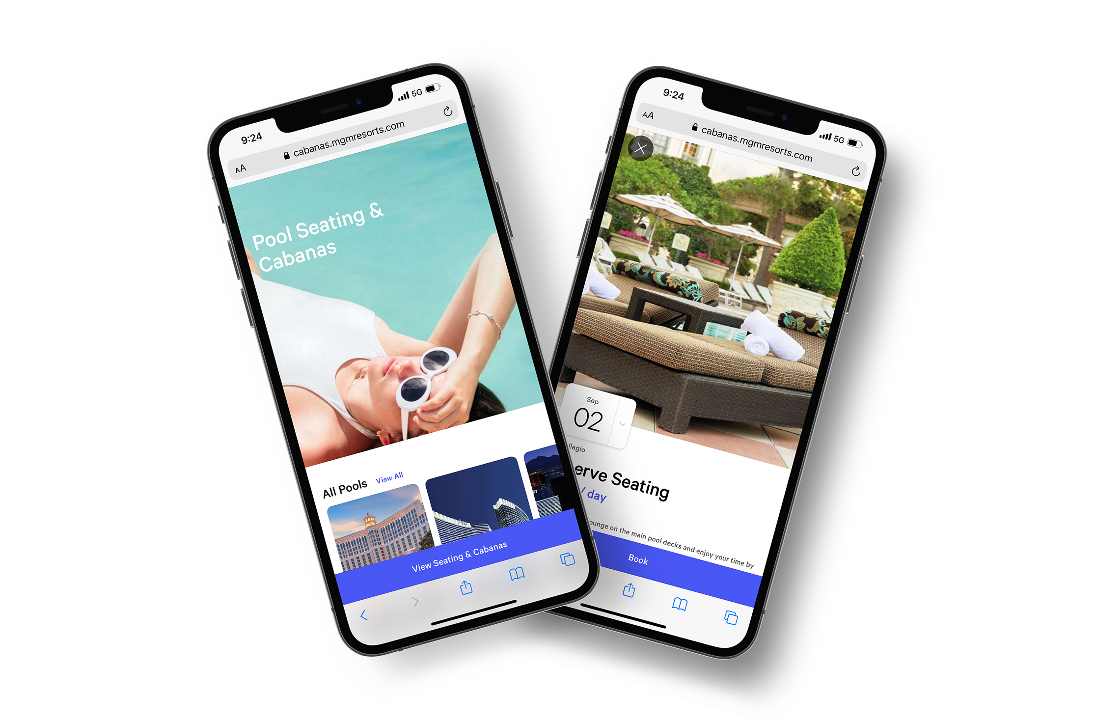 Screenshot of various MGM website pages and mobile apps.
