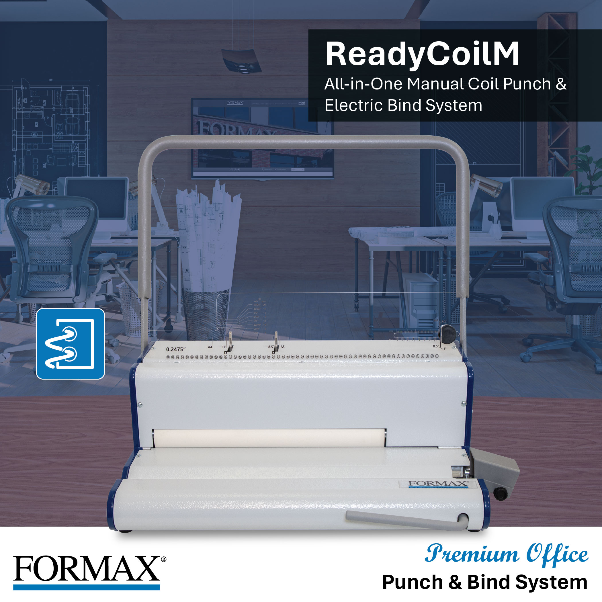 Formax ReadyCoilM coil binding machine with electric coil inserter