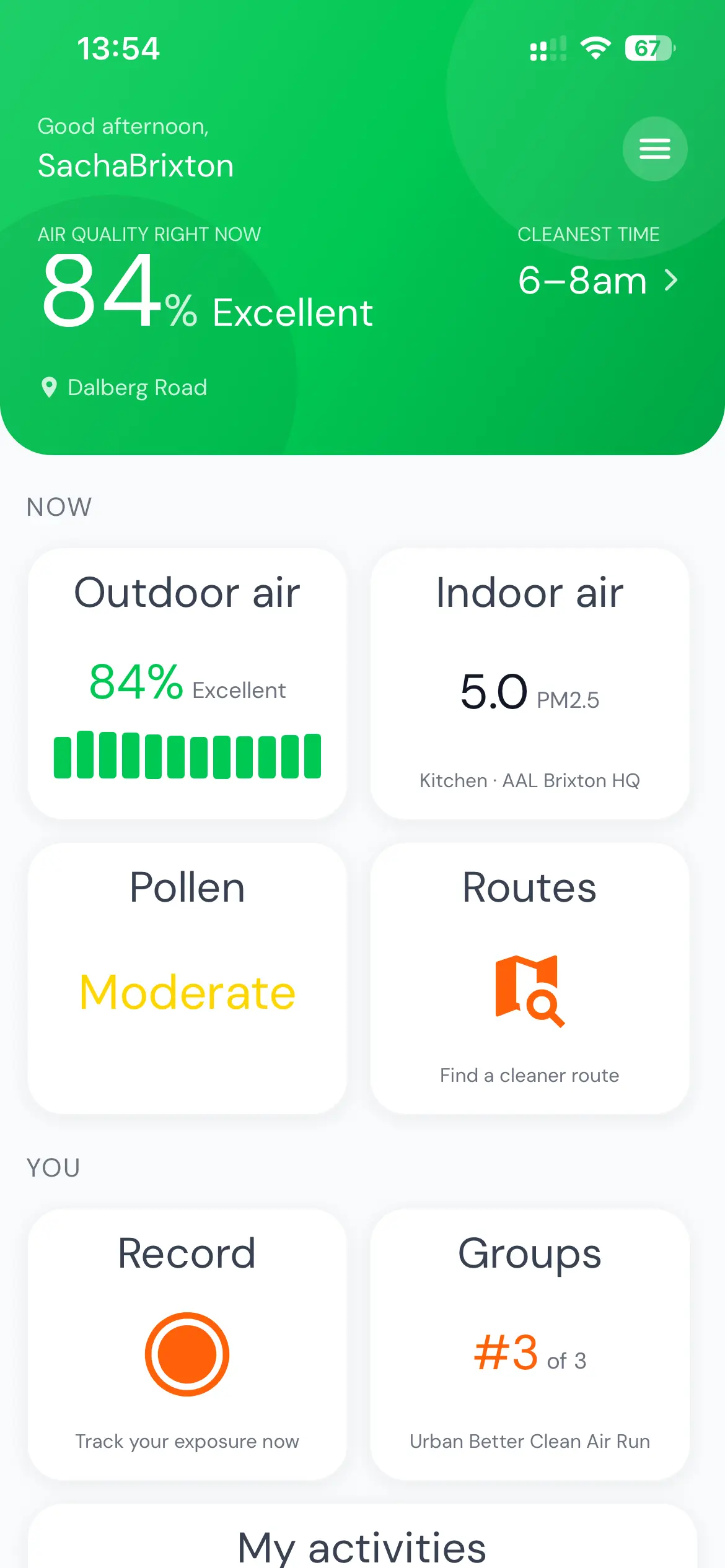 Activity tracking in AirTrack