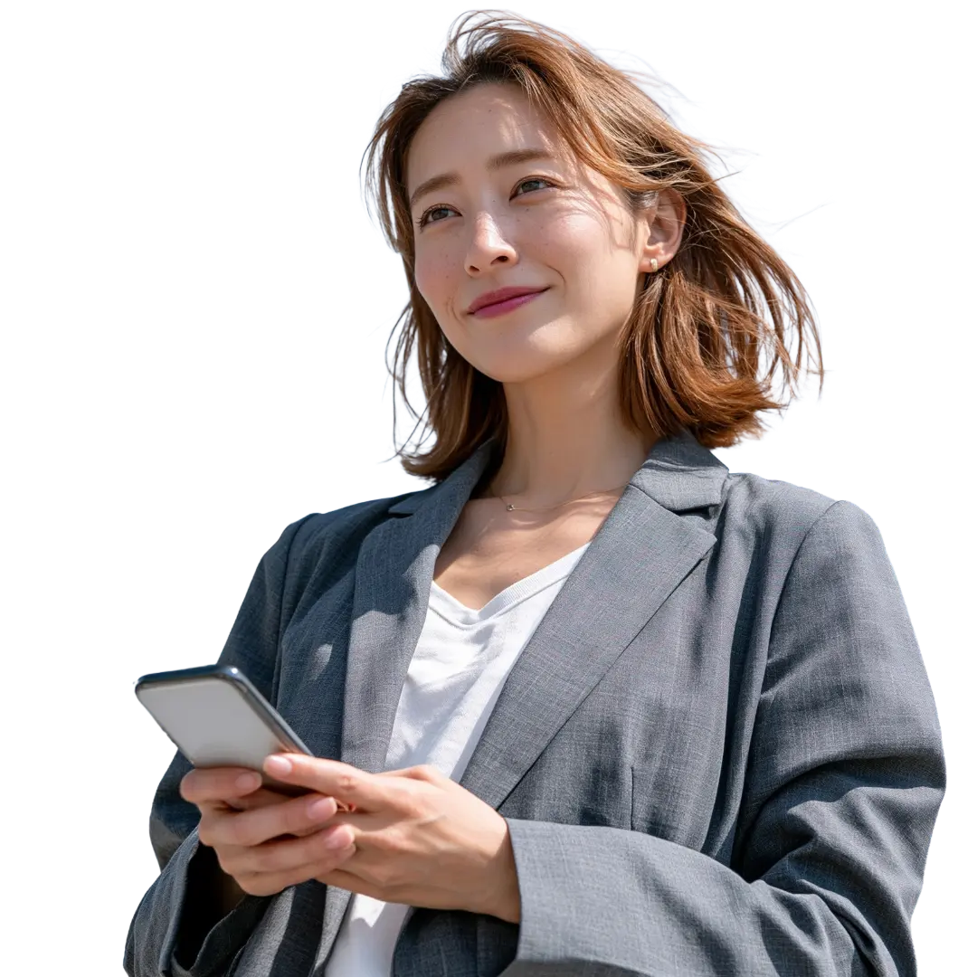 Runner smiling and checking AirTrack on her phone