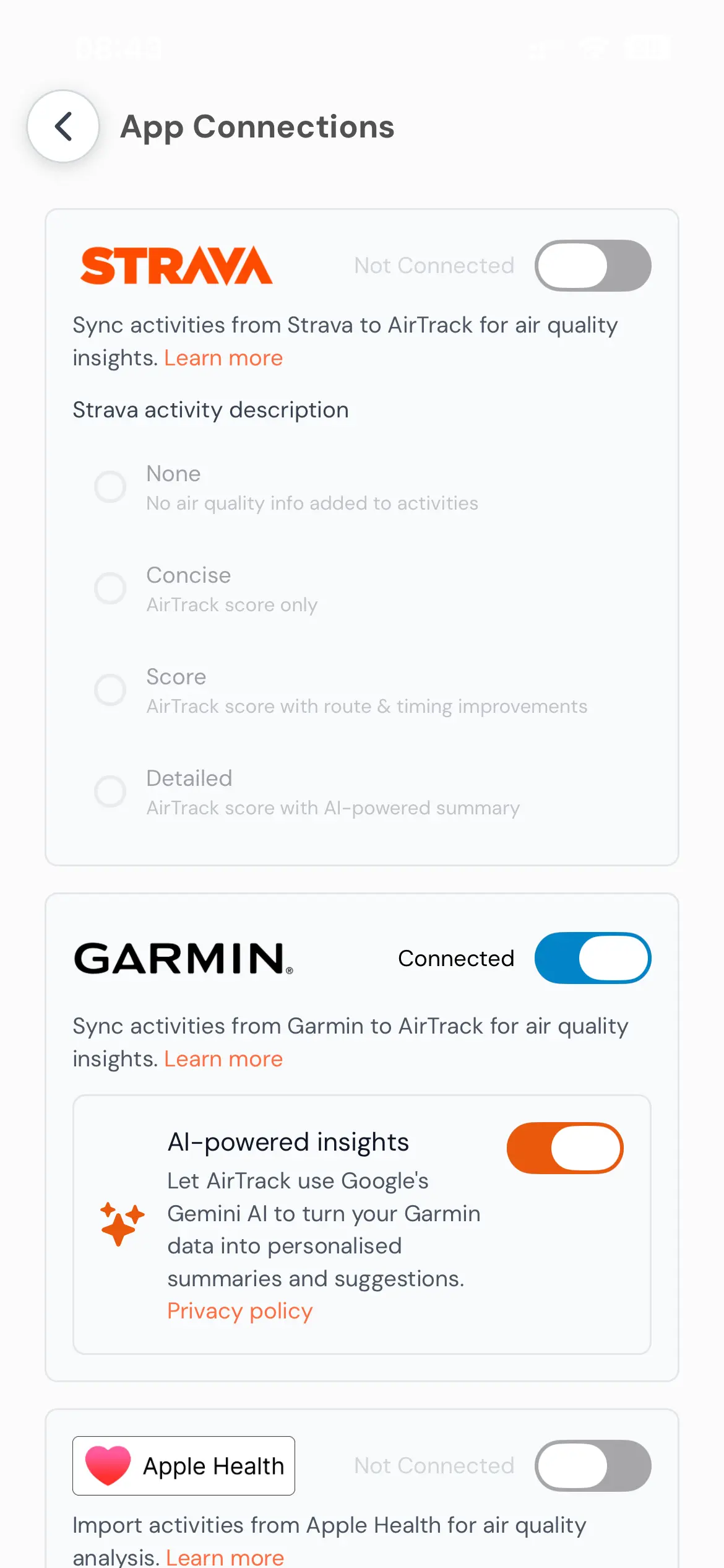 Sign up in the AirTrack app