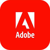 Adobe logo in white on a red rounded square background.