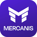 Mercanis company logo with a stylized white letter M on a purple background.