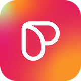 White stylized letter P logo on a vibrant gradient background of pink, orange, and yellow.