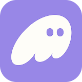 White stylized ghost icon on a rounded purple square background.