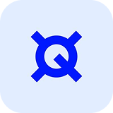Blue stylized Q logo on a light blue rounded square background.
