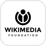 Wikimedia Foundation logo with a stylized black circle and lines above the text 'Wikimedia Foundation'.