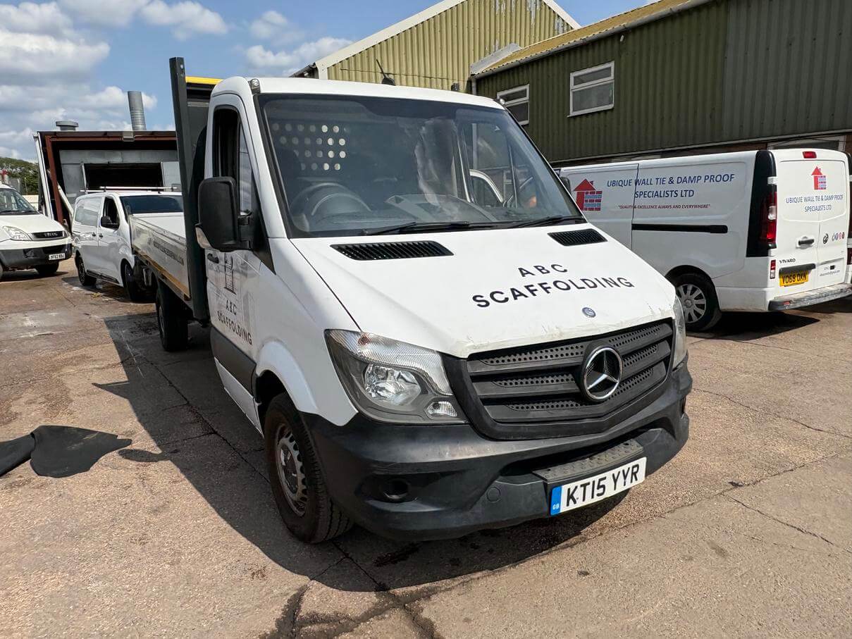 2015 Mercedes Sprinter Lwb flatbed DROPSIDE chassis recovery needs repair No Vat