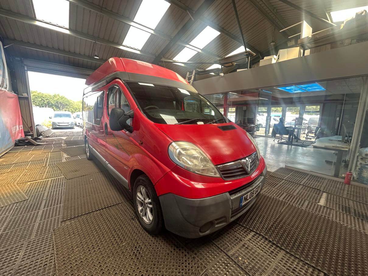 2008 Vauxhall Vivaro 2.0 Cdti Lwb high top camper in red  No Vat