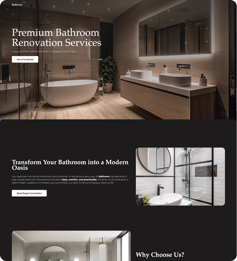 spotumedia portfolio - bathroom renovation website made in webflow