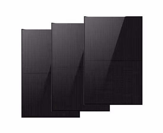 Three dark black solar panels