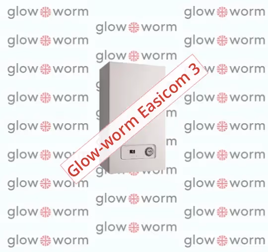 A Glow-worm Easicom₃ boiler on a background of Glow-worm wallpaper