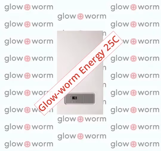An image of a Glow-worm Energy 25C Combi Boiler with a background of glow-worm wall paper