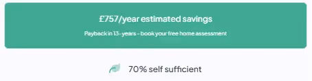 A screenshot from the dwellow website solar quote page showing estimated savings