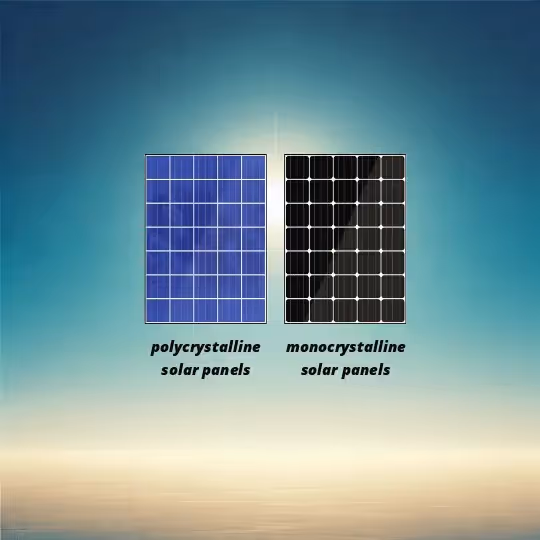Two solar panels side by side, one is Monocrystalline and the other is Polycrystalline