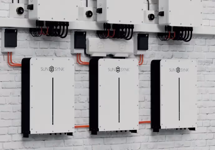 Sunsynk 10kwh batteries fitted as part of a solar panel system
