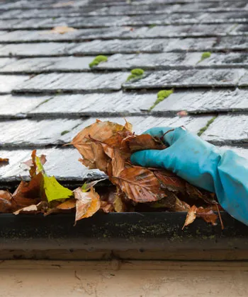 Gutter being cleaned