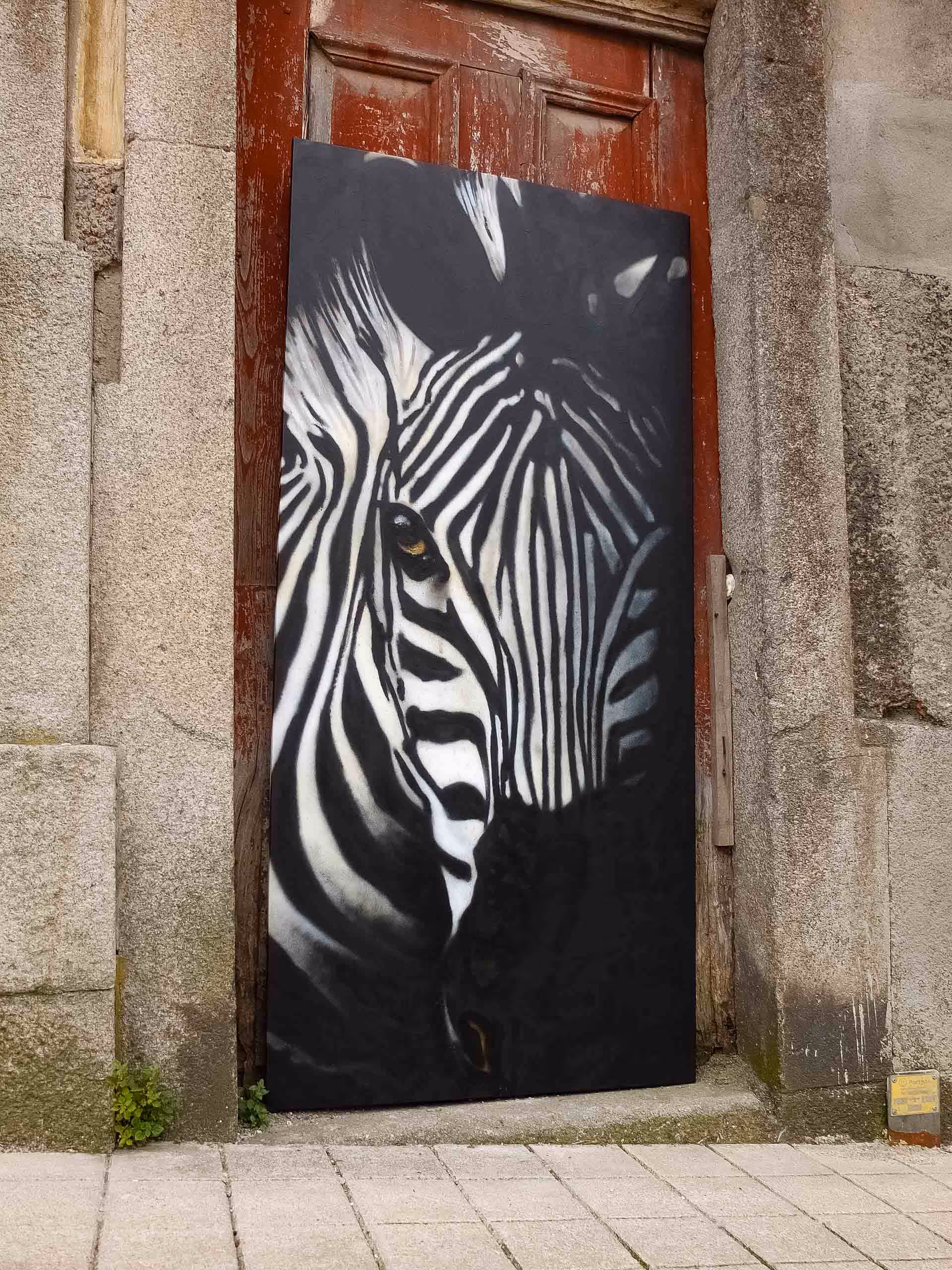 Canvas painting of a zebra's snout