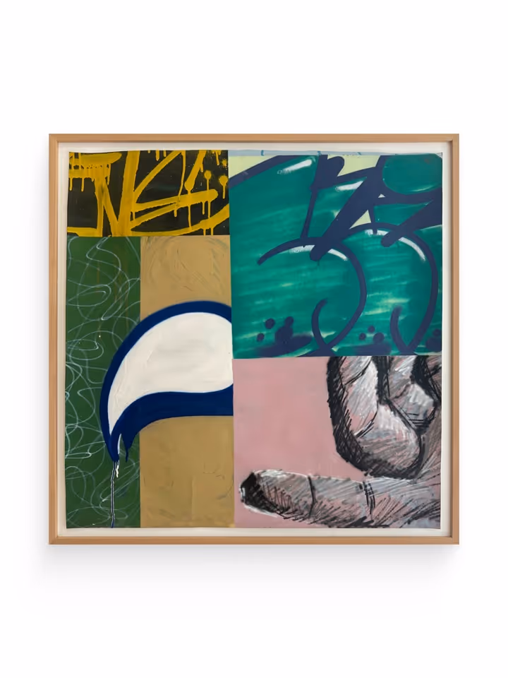 Framed abstract graffiti painting