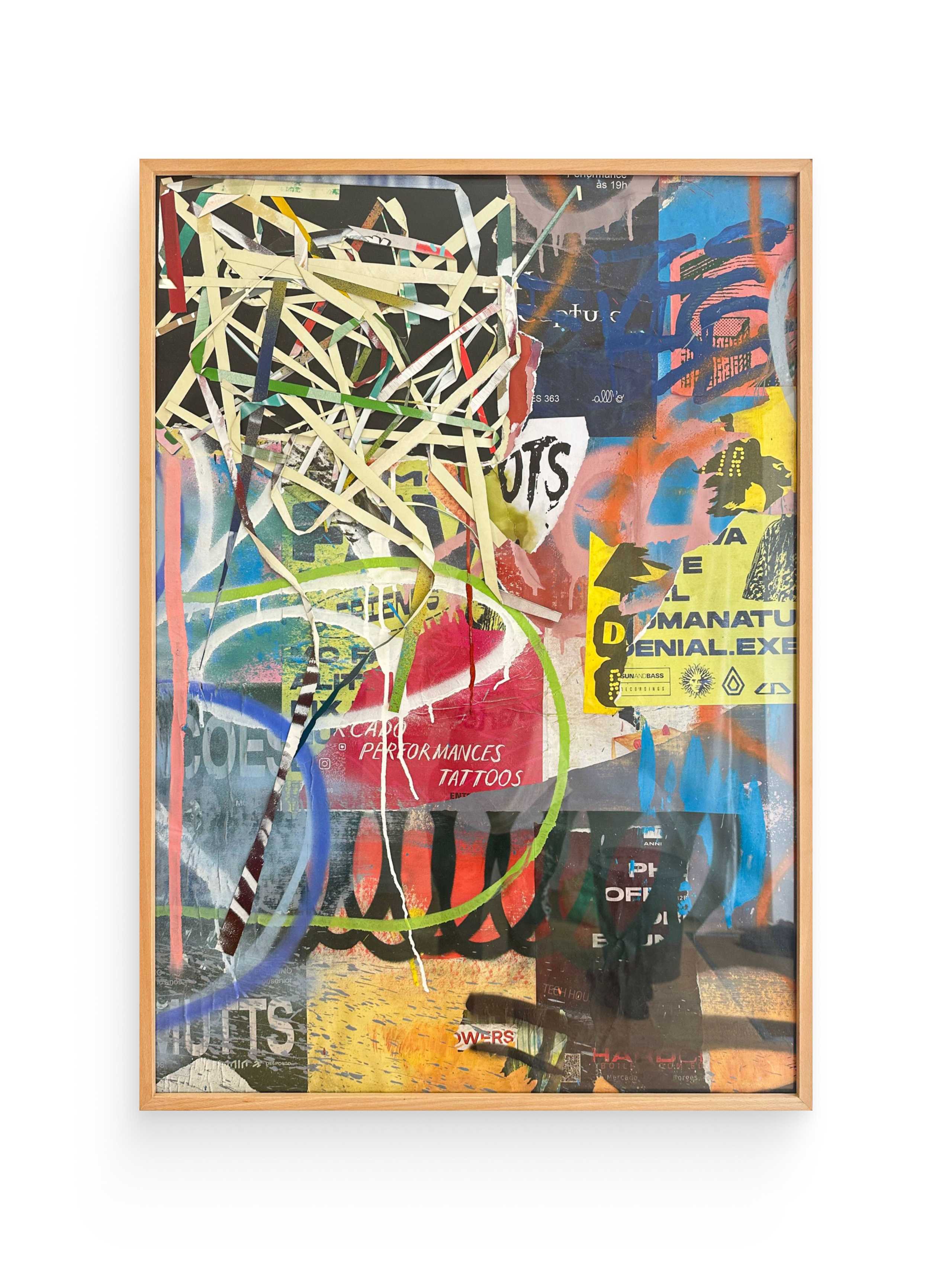 Framed abstract graffiti painting