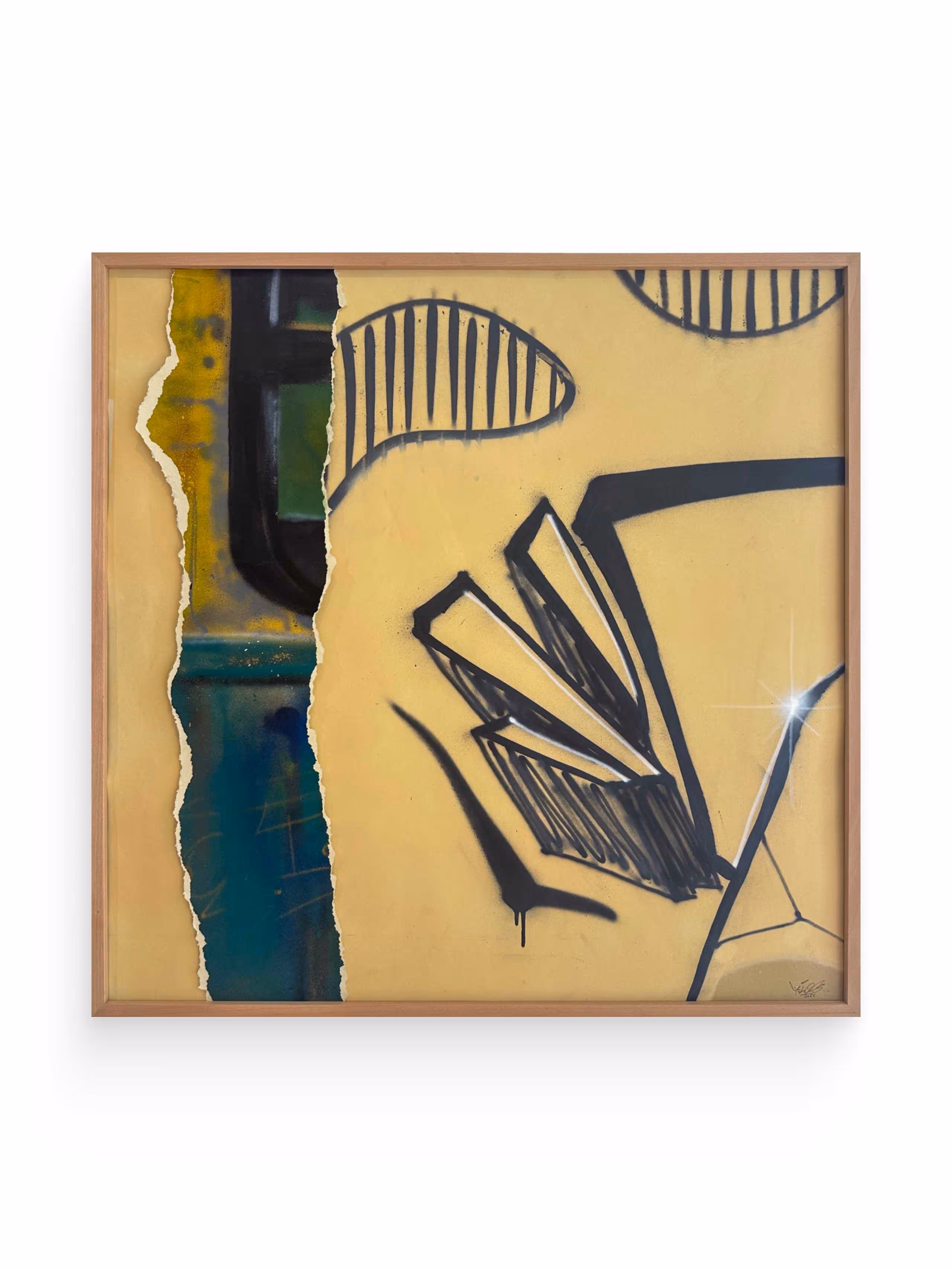 Framed abstract graffiti painting