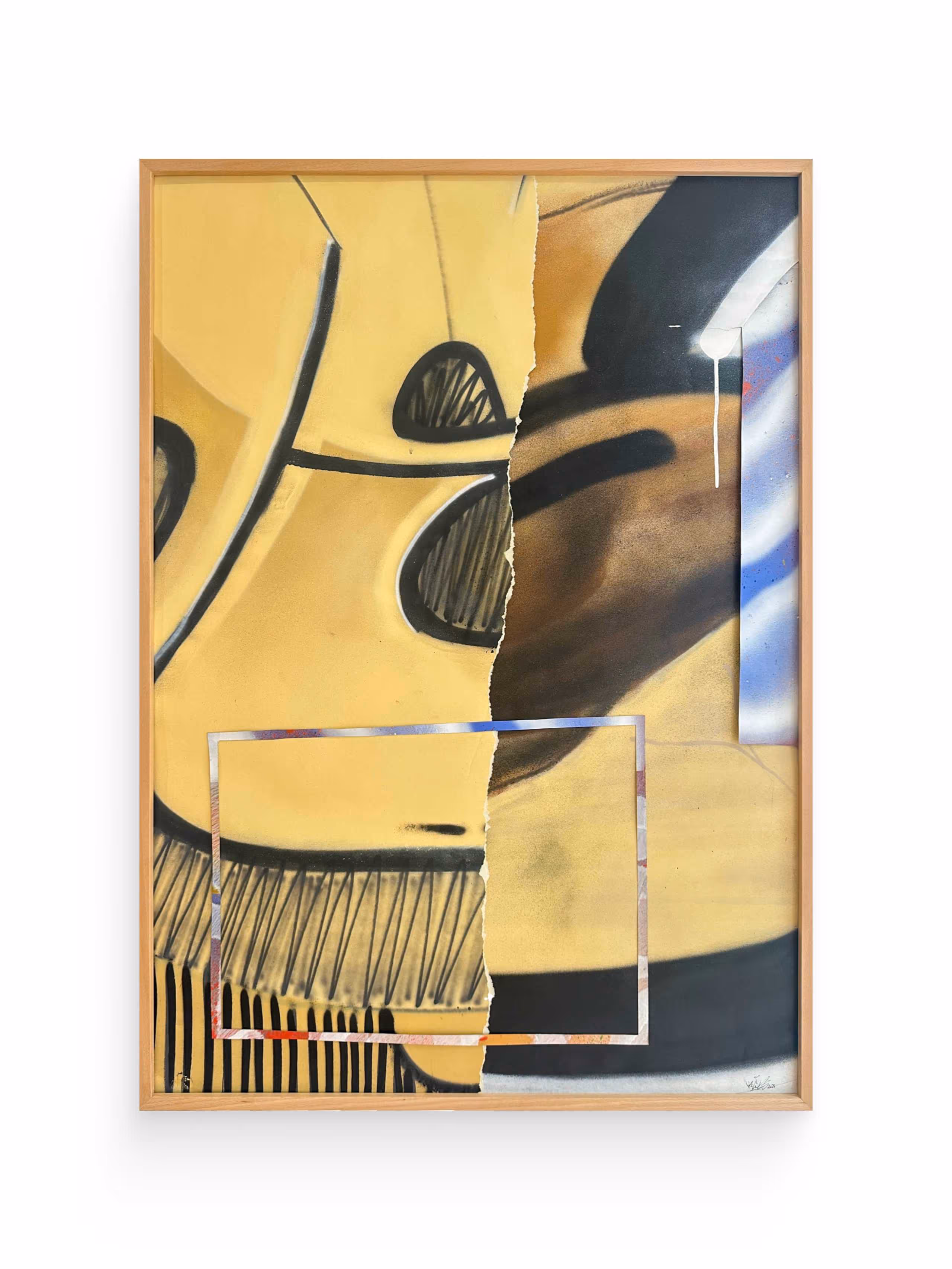 Framed abstract graffiti painting