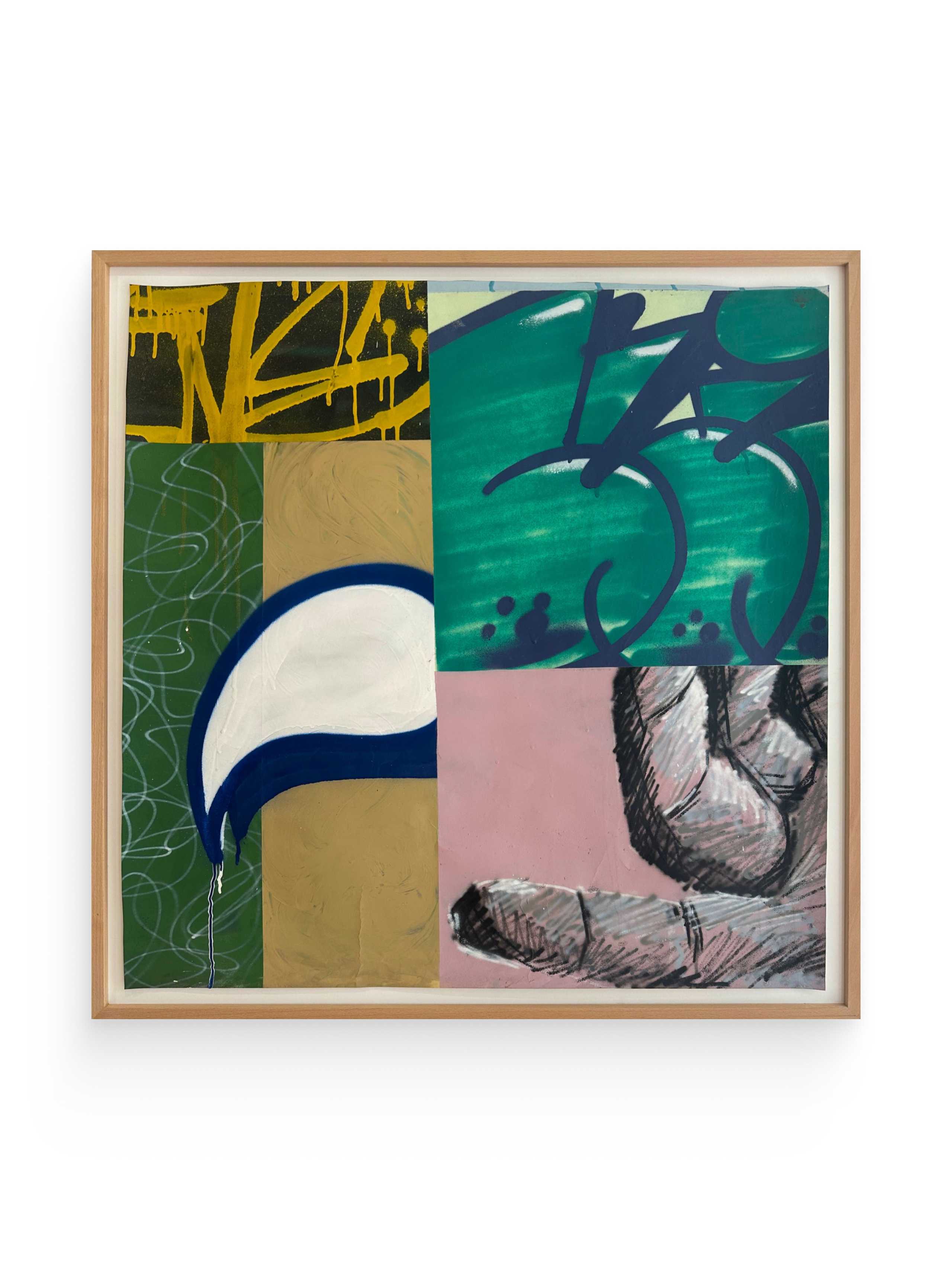 Framed abstract graffiti painting