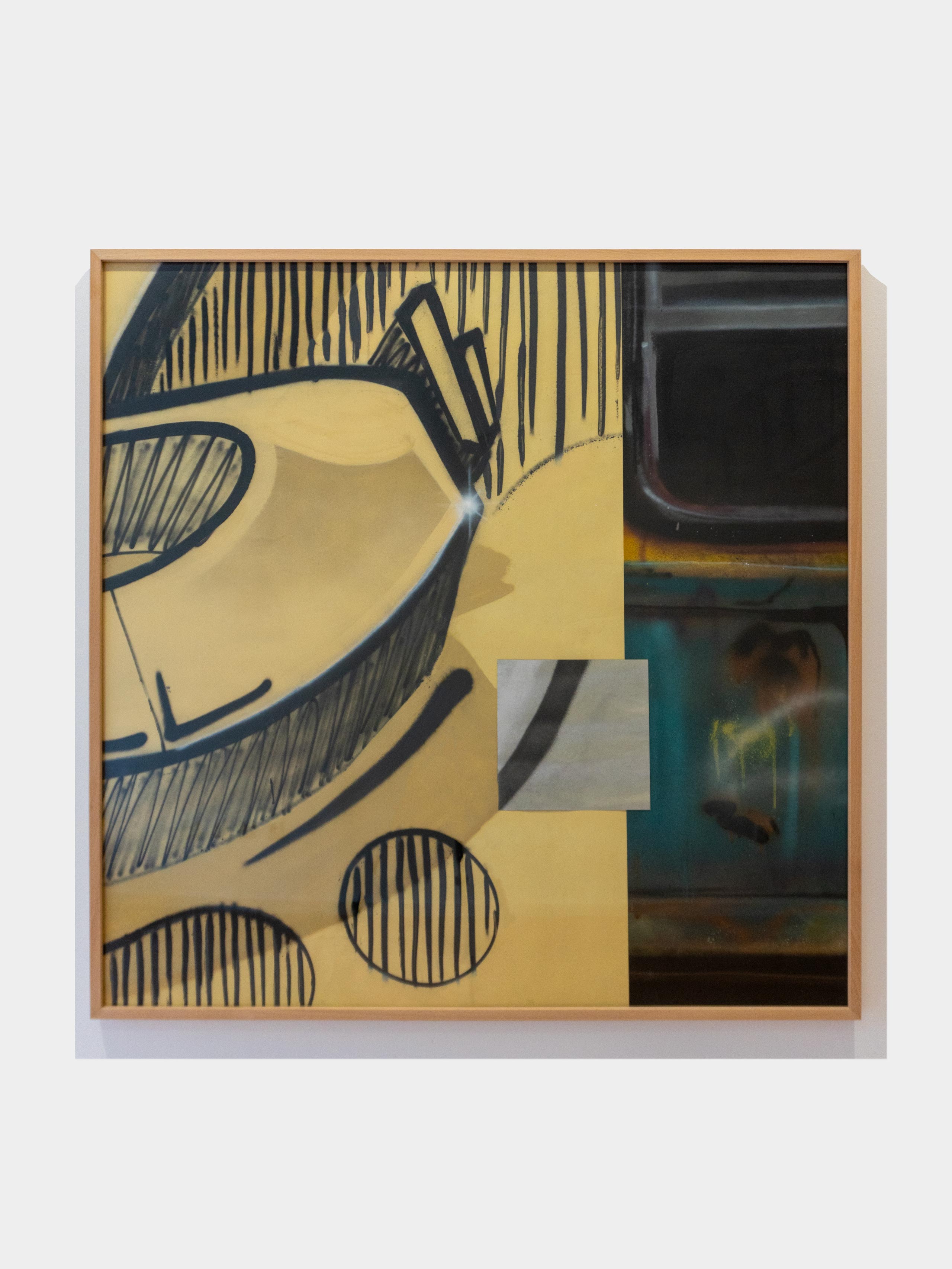 Framed abstract graffiti painting