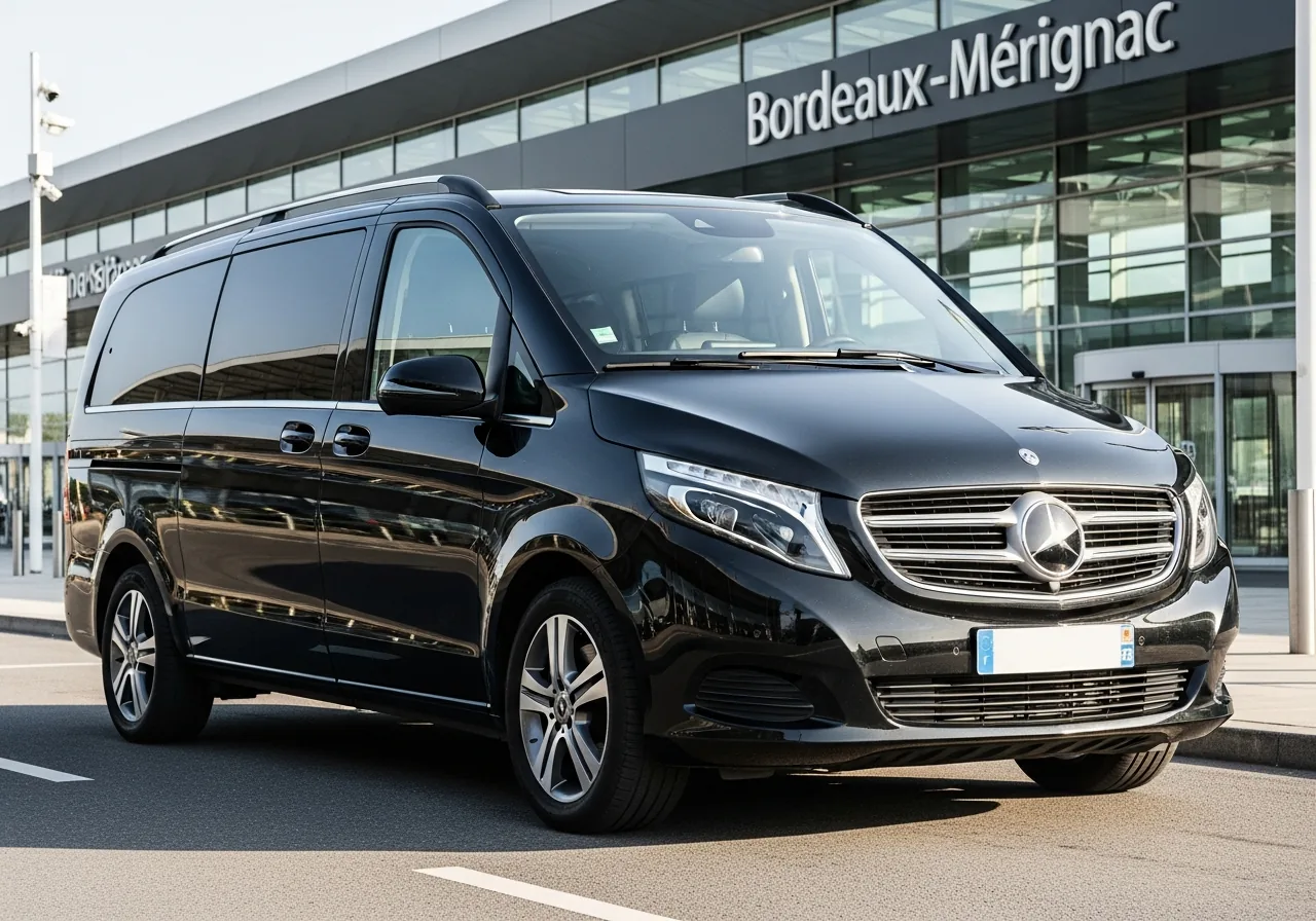 Mercedes Classe V noire pour transfert aéroport Bordeaux — van premium