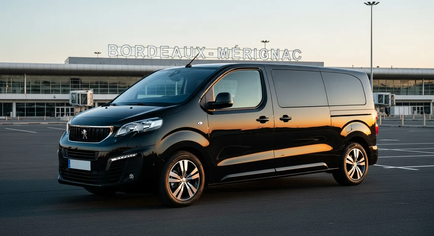 Black Peugeot Traveller, Eco Van category Bordeaux airport transfer