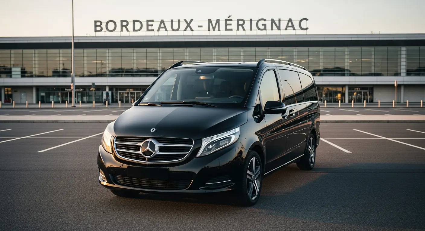 Black Mercedes V-Class, Mercedes Van category Bordeaux airport transfer