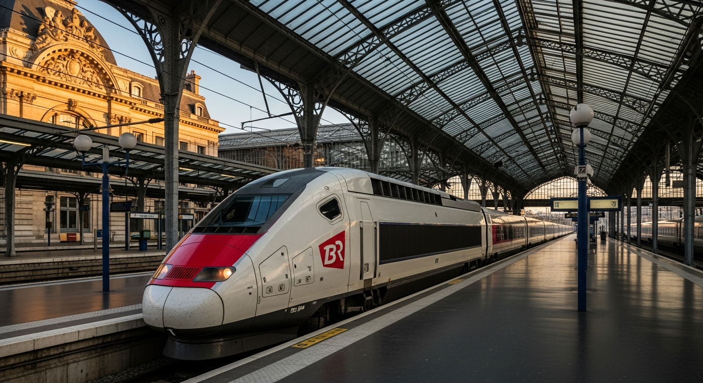 TGV inOUI en el andén de la estación Burdeos Saint-Jean listo para partir a París en 2h04