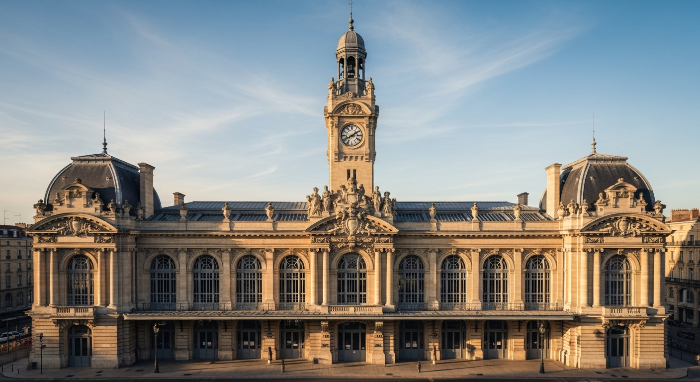 Fachada Belle Époque de la estación Burdeos Saint-Jean construida en 1898 por Marius Toudoire clasificada Monumento Histórico