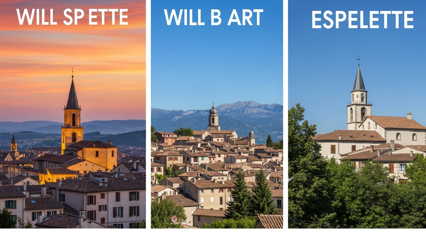Village d'Espelette avec maisons à colombages blanc et rouge ornées de guirlandes de piments séchant au soleil